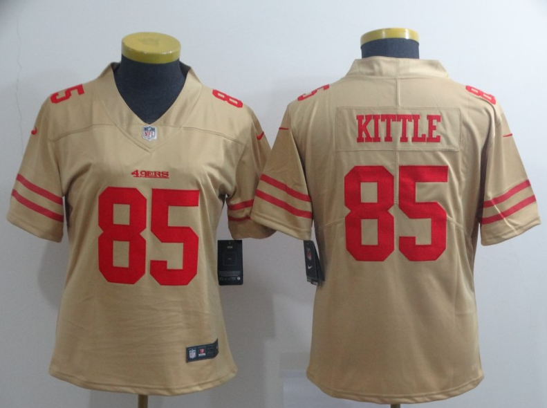 Women's San Francisco 49ers ACTIVE PLAYER Custom Gold Inverted Legend Stitched Jersey